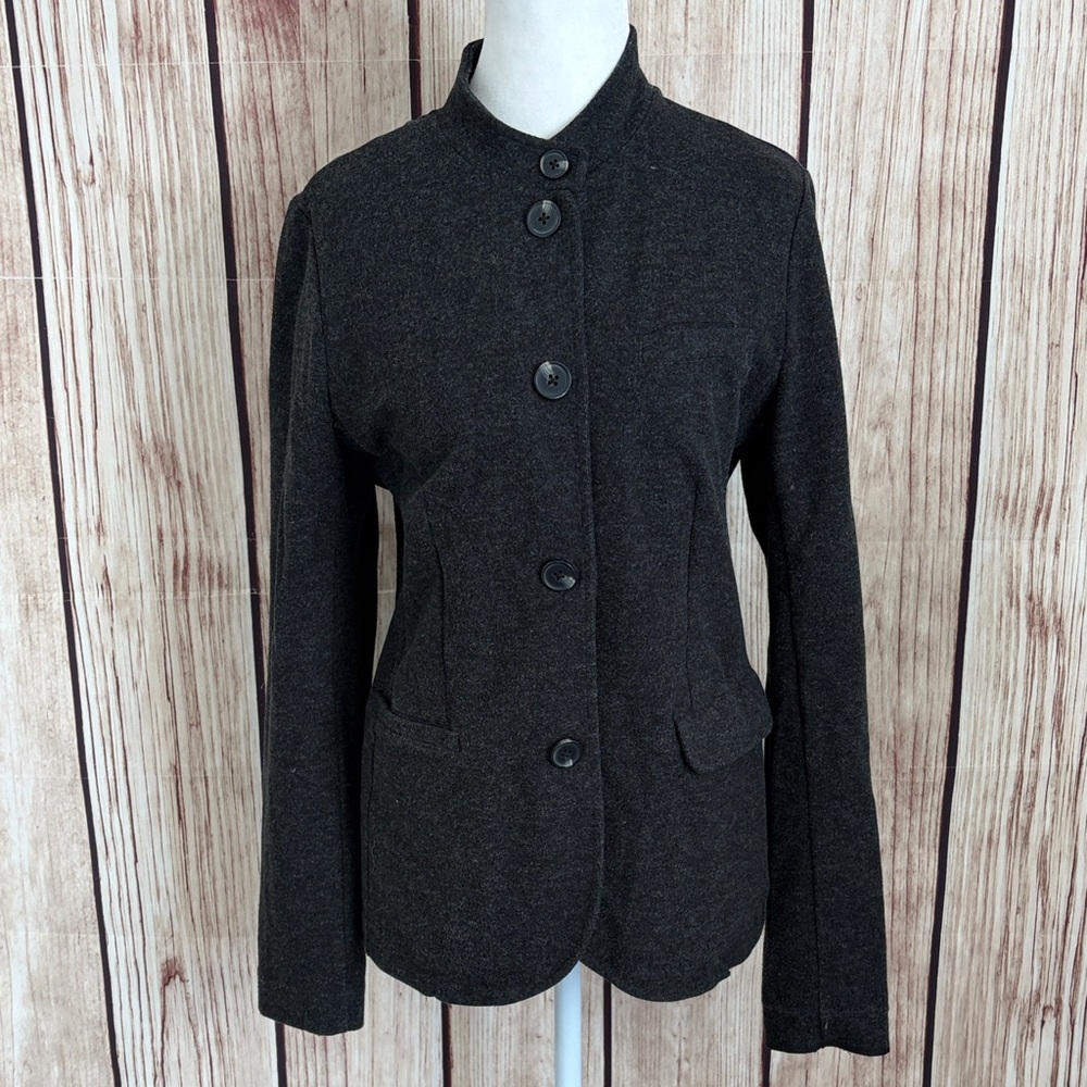 *Banana Republic Charcoal Mock Neck Blazer Size Medium - Picture 1 of 7